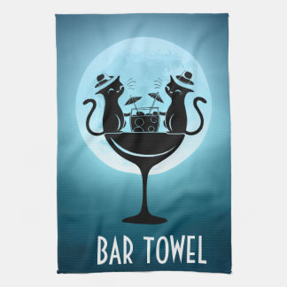 Having Cocktails Bar Cats Kitchen Towel