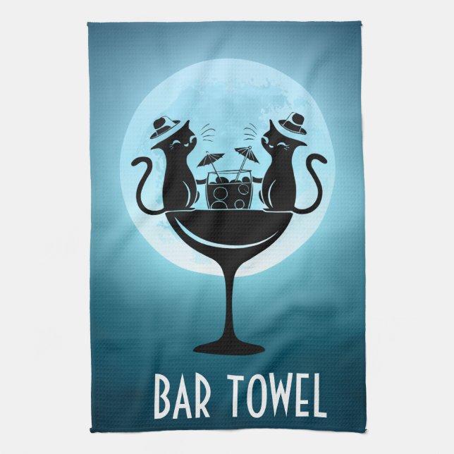Having Cocktails Bar Cats Kitchen Towel (Vertical)