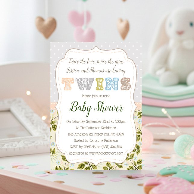 Having Twins Neutral Baby Shower Invitation (Creator Uploaded)
