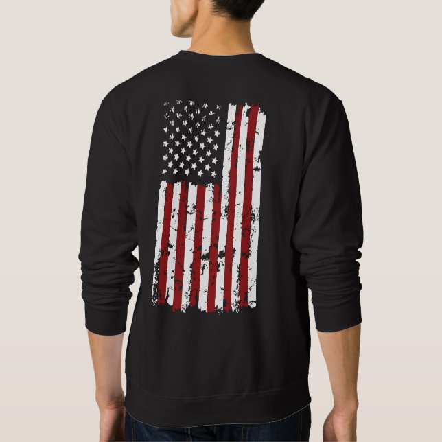 HavocSeven American Flag Sweater, Veteran Gear Sweatshirt (Back)