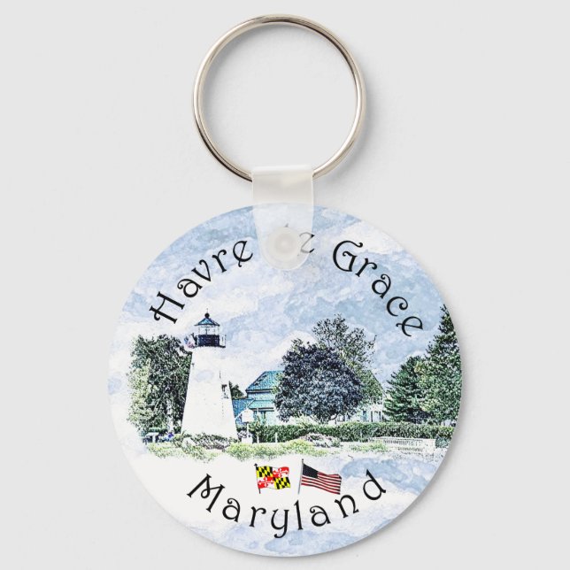 Havre de Grace, Maryland, Concord Point Light Keyc Keychain (Front)