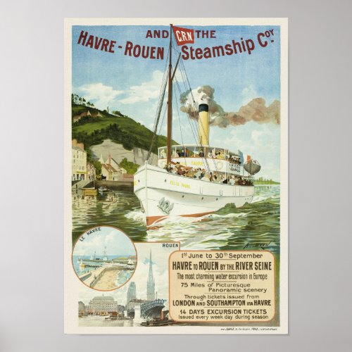 Havre_Rouen Steamship Coy Vintage Poster 1895