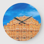 Hawa Mahal Palace: Indian landmark illustration. Large Clock
