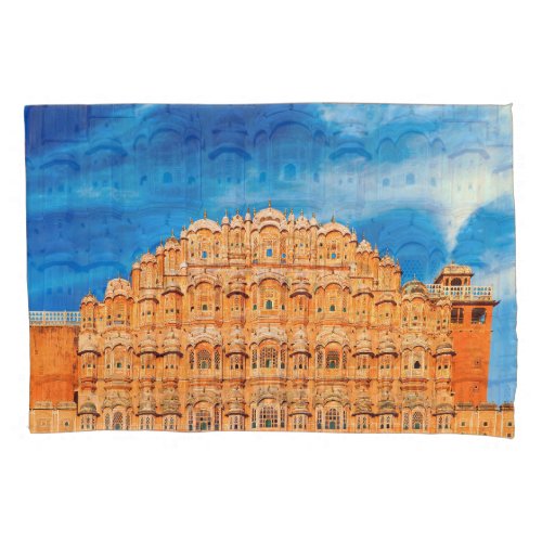 Hawa Mahal Palace Indian landmark illustration Pillow Case
