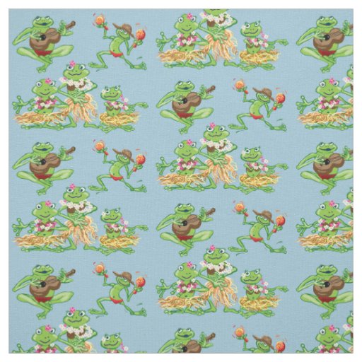 Hawaian frogs Hula girls Fabric