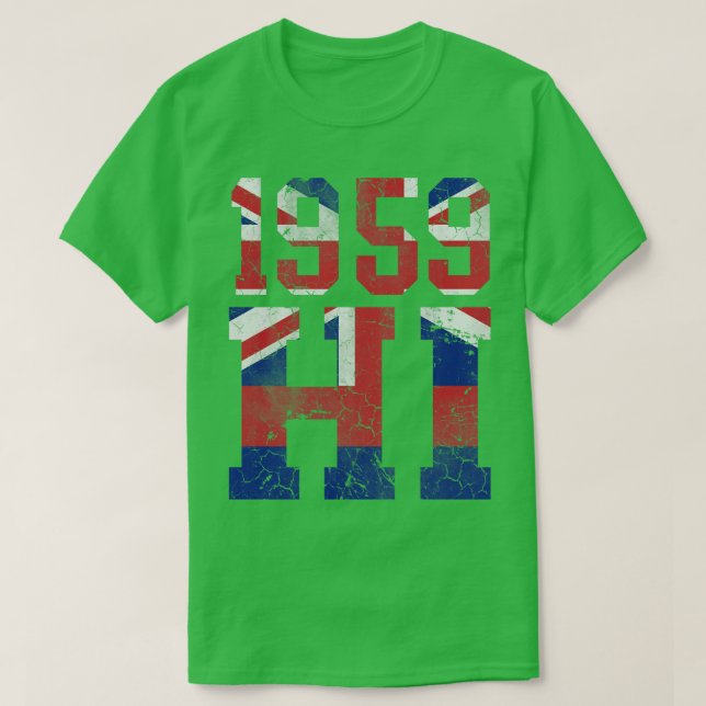 Hawaii 1959 HI Flag Hawaiian State Retro Fade T-Shirt (Design Front)