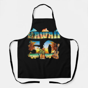 Hawaii 50Th State Hawaiian Beach Hibiscus 50 Maui  Apron