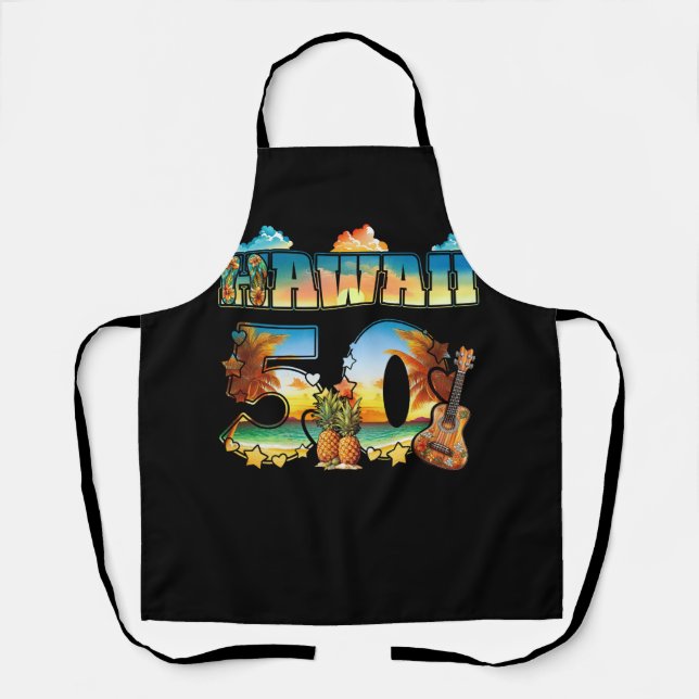 Hawaii 50Th State Hawaiian Beach Hibiscus 50 Maui  Apron (Front)