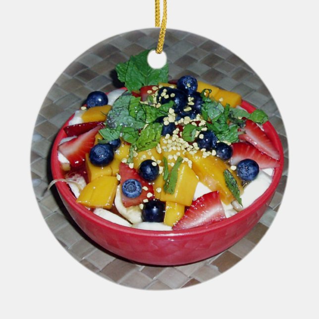 Hawaii Acai Bowl Ceramic Ornament (Front)