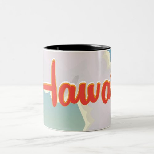 Hawaii acoustic guitar vintage travel poster Two_Tone coffee mug