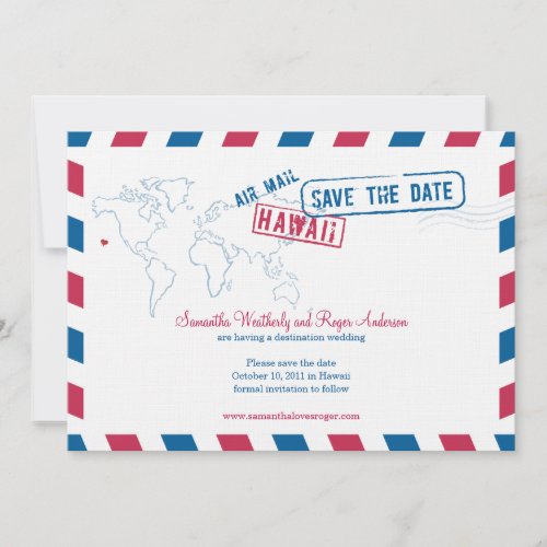 Hawaii Air Mail Wedding Save The Date