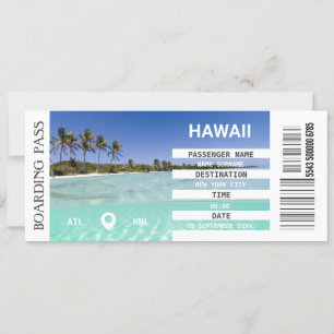 Hawaii airplane boarding pass getaway weekend Invitation