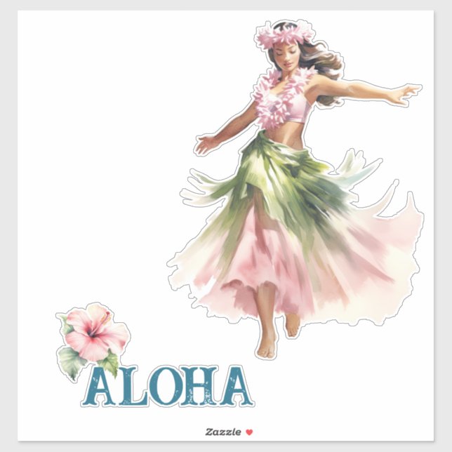 Hawaii Aloha Dancer Hibiscus Flower Sticker (Sheet)