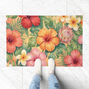 Hawaii aloha decorative flowers pattern doormat