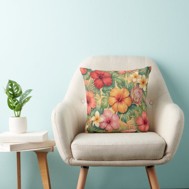 Hawaii aloha decorative flowers pattern throw pillow (Chair)