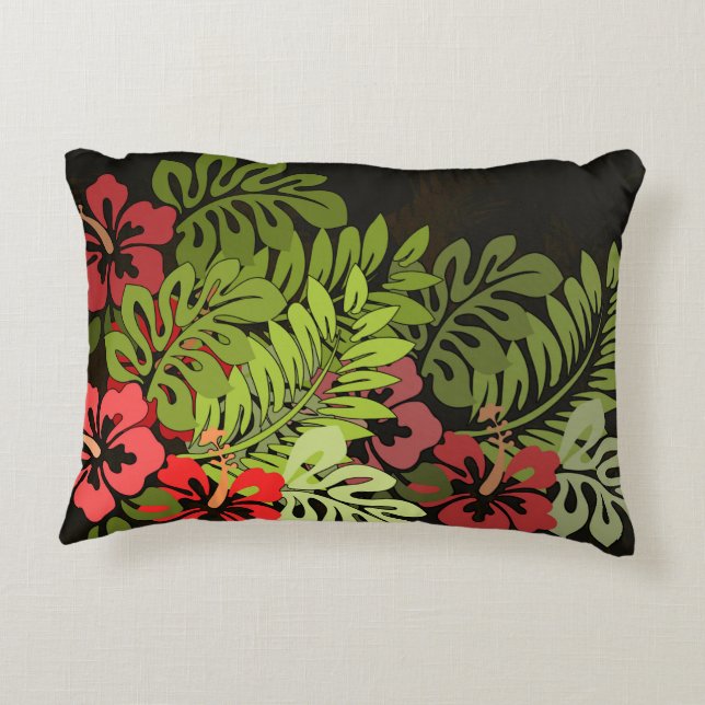 Hawaii Aloha Flower Art Print Accent Pillow (Back)