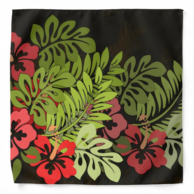 Hawaii Aloha Flower Art Print Bandana (Front)