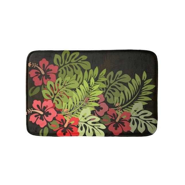 Hawaii Aloha Flower Art Print Bathroom Mat (Front)