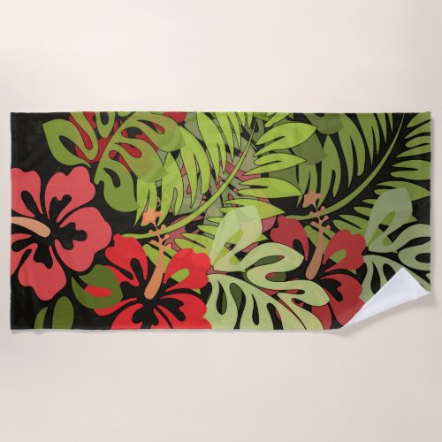 Hawaii Aloha Flower Art Print Beach Towel