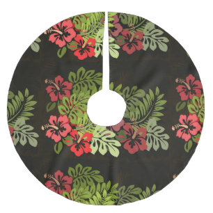 Hawaii Aloha Flower Art Print Brushed Polyester Tree Skirt