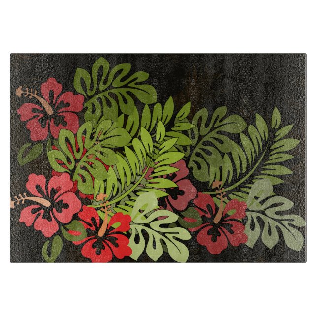 Hawaii Aloha Flower Art Print Cutting Board (Front)