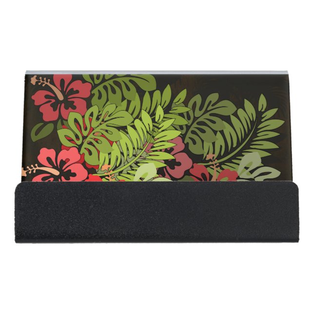 Hawaii Aloha Flower Art Print Desk Business Card Holder (Front)