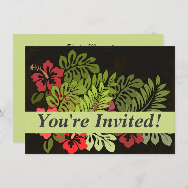 Hawaii Aloha Flower Art Print Invitation (Front/Back)