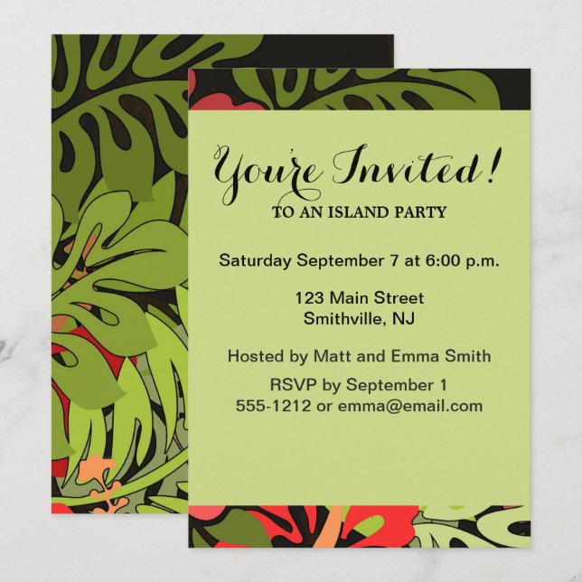 Hawaii Aloha Flower Art Print Invitation (Front/Back)