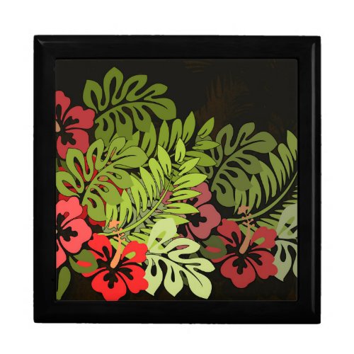 Hawaii Aloha Flower Art Print Jewelry Box