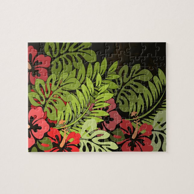 Hawaii Aloha Flower Art Print Jigsaw Puzzle (Horizontal)