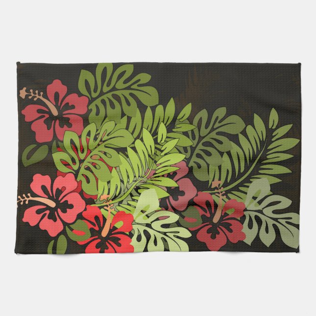 Hawaii Aloha Flower Art Print Kitchen Towel (Horizontal)