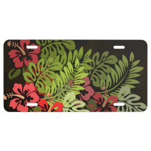 Hawaii Aloha Flower Art Print License Plate
