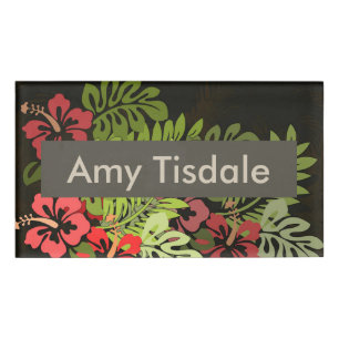 Hawaii Aloha Flower Art Print Name Tag