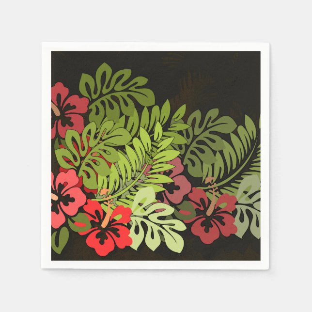 Hawaii Aloha Flower Art Print Paper Napkins (Front)
