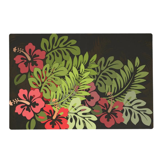 Hawaii Aloha Flower Art Print Placemat (Front)