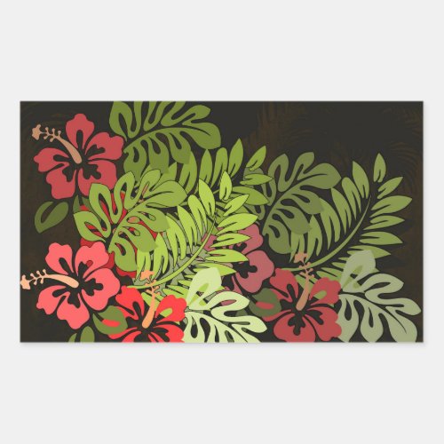 Hawaii Aloha Flower Art Print Rectangular Sticker