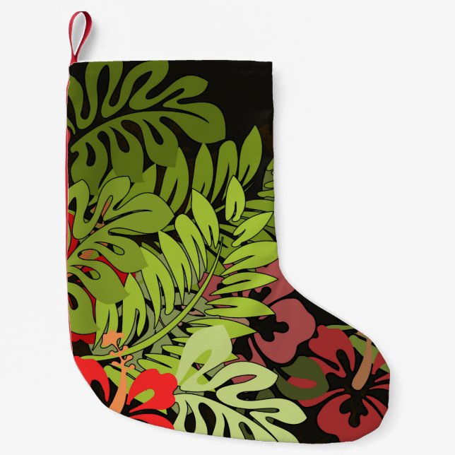 Hawaii Aloha Flower Art Print Small Christmas Stocking (Front)