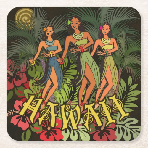 Hawaii Aloha Flower Art Print Square Paper Coaster
