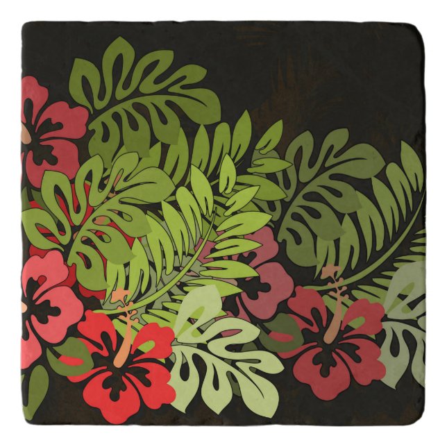 Hawaii Aloha Flower Art Print Trivet (Front)