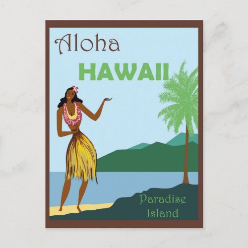 Hawaii Aloha Hula Dancer Vintage Travel Postcard