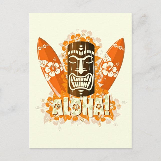Hawaii Aloha Luau Tiki Mask Postcard (Front)