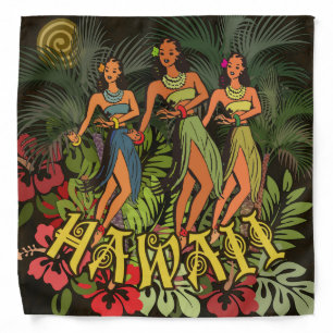Hawaii Aloha Palm Hula Art Design Bandana