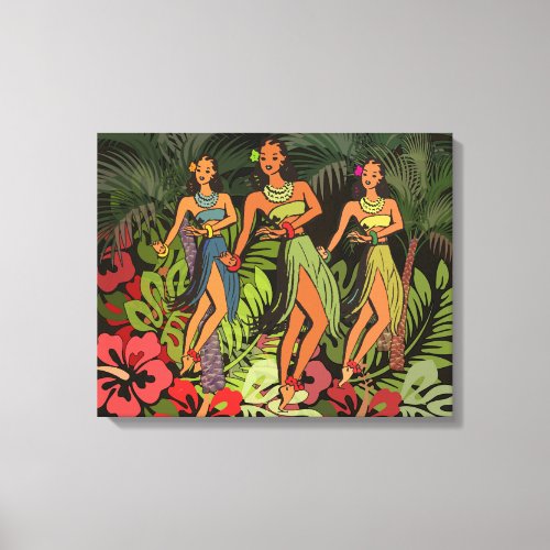 Hawaii Aloha Palm Hula Art Design Canvas Print