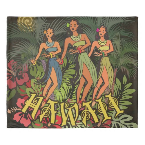 Hawaii Aloha Palm Hula Art Design Duvet Cover