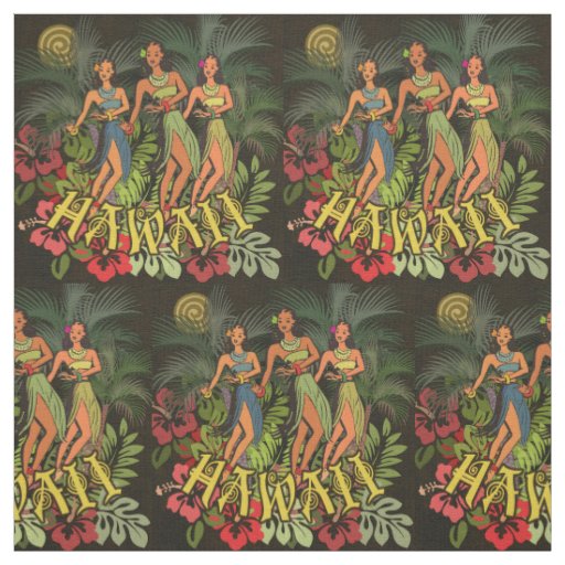 Hawaii Aloha Palm Hula Art Design Fabric