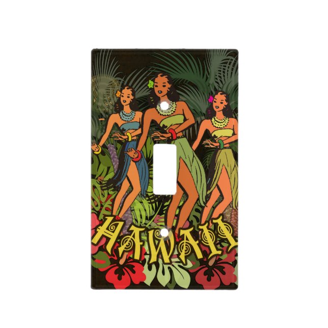 Hawaii Aloha Palm Hula Art Design Light Switch Cover (Front)