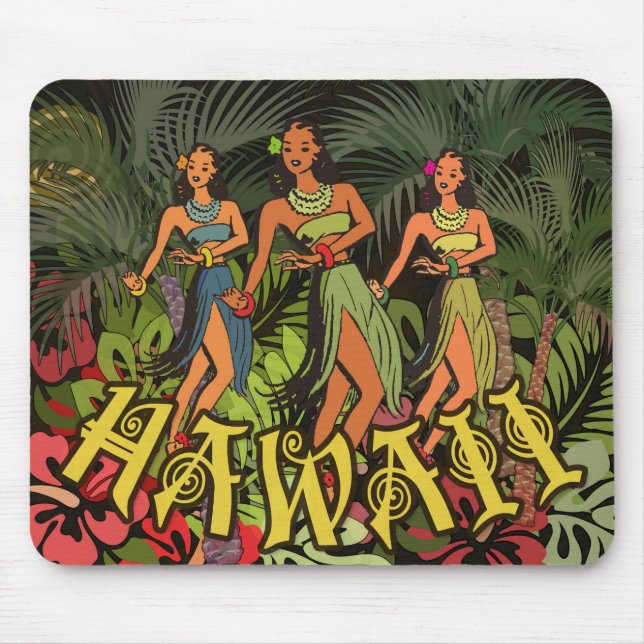 Hawaii Aloha Palm Hula Art Design Mouse Pad (Front)