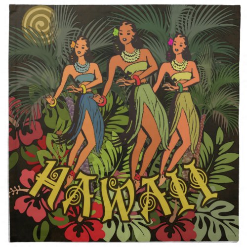 Hawaii Aloha Palm Hula Art Design Napkin