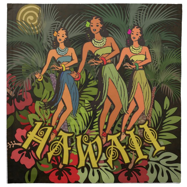 Hawaii Aloha Palm Hula Art Design Napkin (Front)