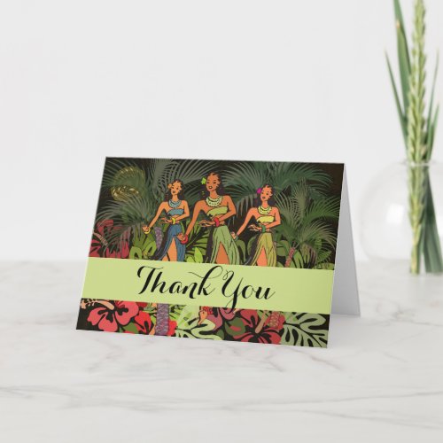 Hawaii Aloha Palm Hula Art Design Thank You Card